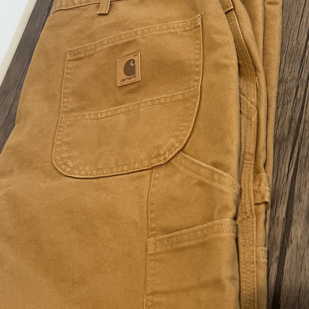 Carhartt Loose Fit Carpenter Pants Mens 42x30 Tan Utility Work Jeans Rugged - Picture 6 of 12
